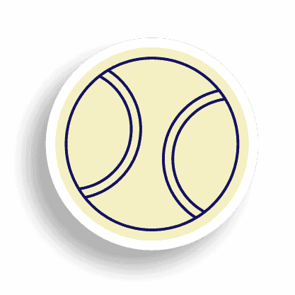A tennis ball sticker on a black background.